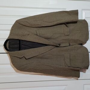 Burberrys Vintage 1970s 1980s brown gingham tailored sport coat 100% Pure Wool